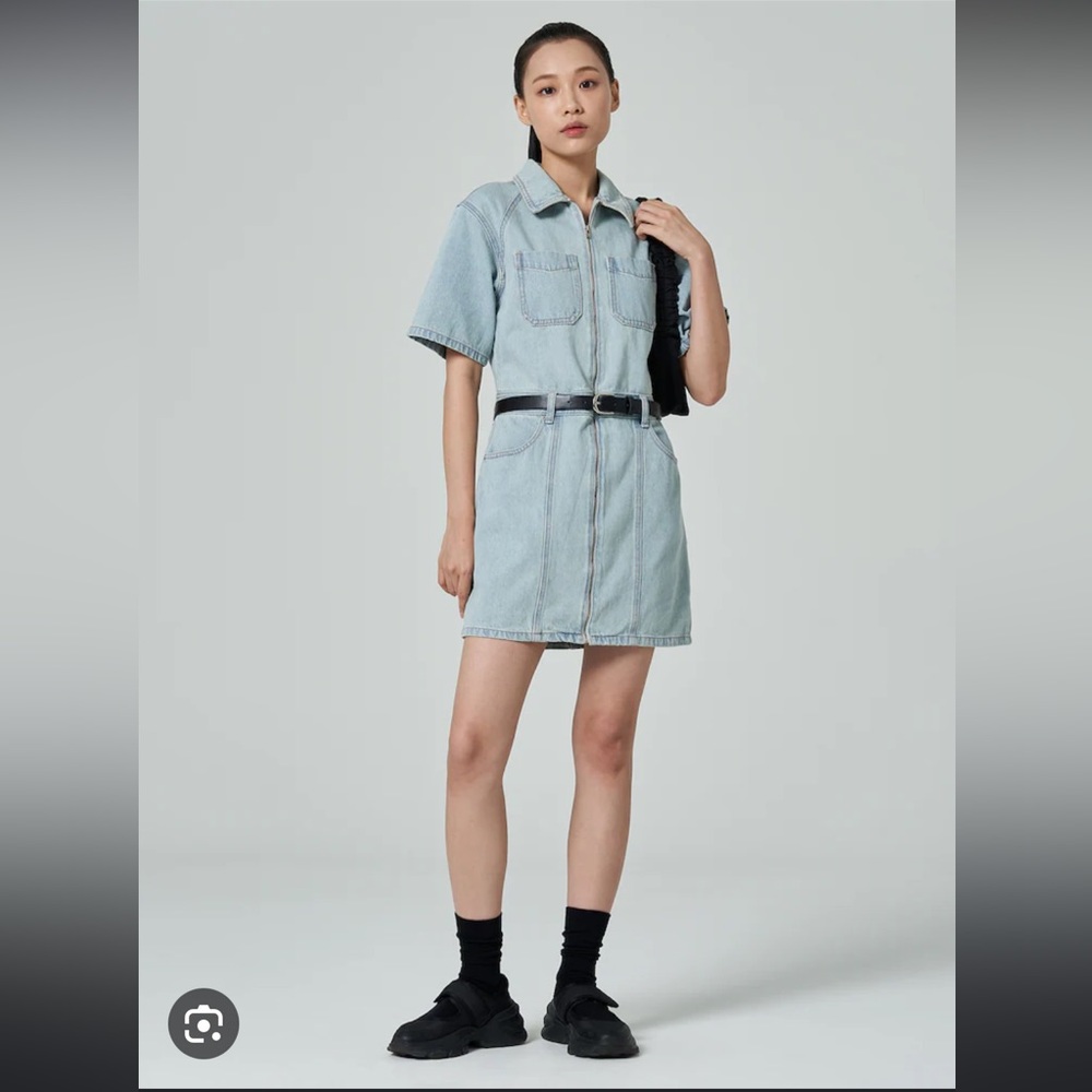 8SECONDS zip up mini denim dress